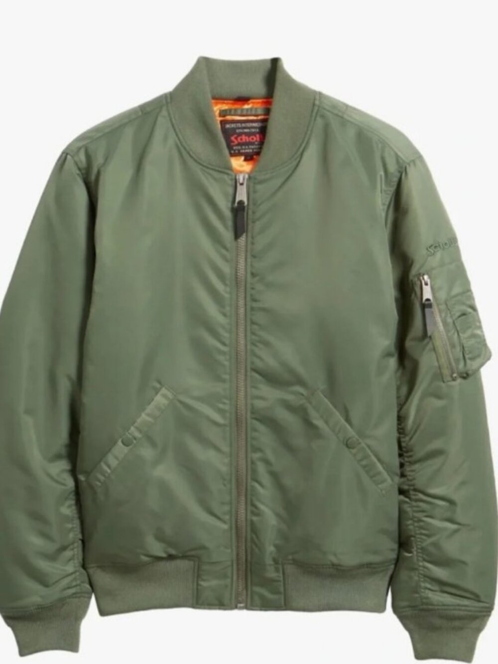 Schott NYC MA-1 Flight Bomber Jacket | Sage Green | Size Large | Excellent Condi